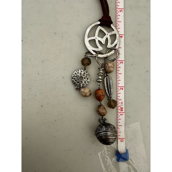 Leather and Mixed Metal Necklace - Picture 4 of 6